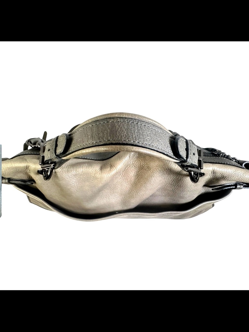 Mulberry Two-Tone Gray and Charcoal Leather Shoulder Bag - Picture 7 of 16
